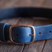 The Blue Leather Belt made by Trekker Leather Co