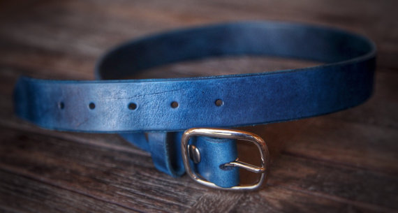 The Blue Leather Belt by Trekker Leather Co