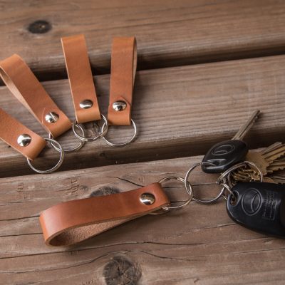 Italian leather keychains by Trekker Leather Co